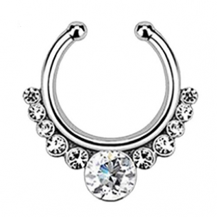 Neus-ring met Strass- clear